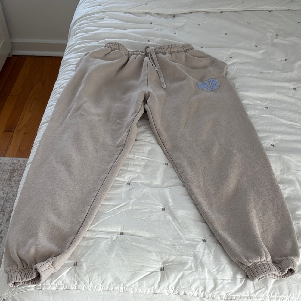 Beige Cozy Fleece Jogger Pants